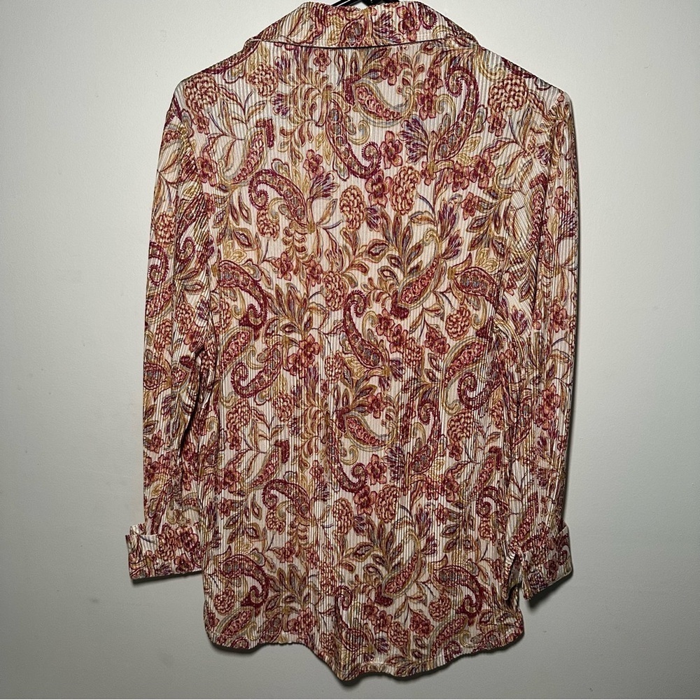 Inner Circle Women's 70s Retro Paisley Button Down Shirt Size Large - Picture 12 of 16